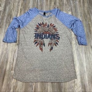 Indians Blue Gray Graphic Screen Print Tee SZ M
